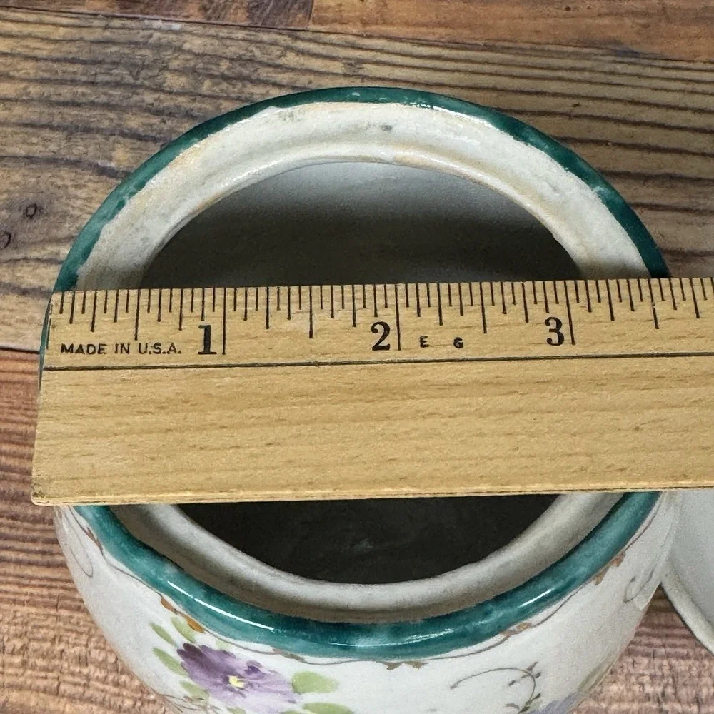 Antique Porcelain Biscuit/ Cookie Cracker Jar w‎ Lid Floral Hand-painted Kitschy